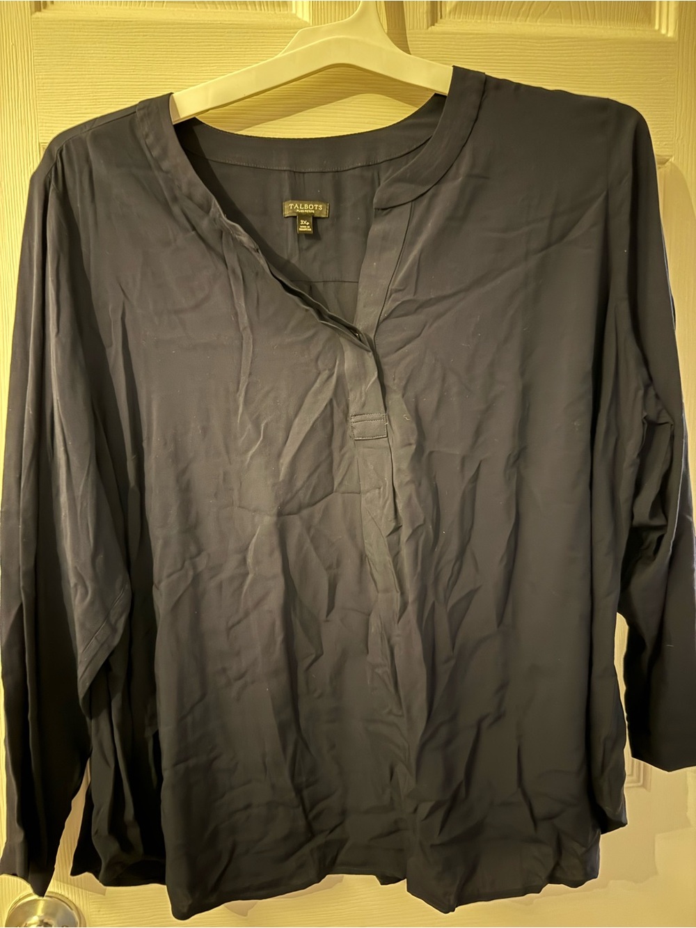 Talbots Navy Split-Front Tunic Top